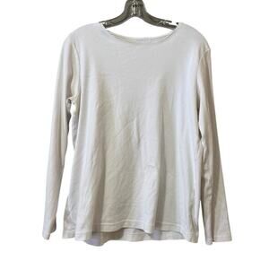 Croft & Barrow Classic Tee Women Size XL White Cotton Long Sleeve Shirt Casual
